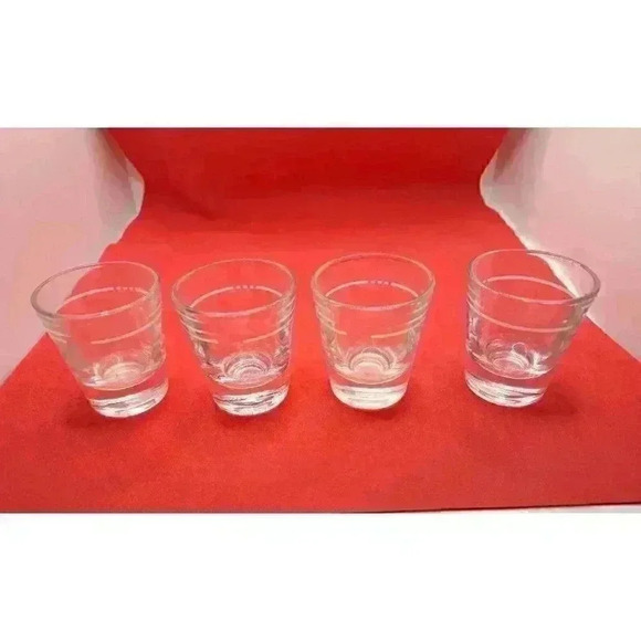 Lot of 4 Vintage 2 oz. White Line Marked Clear Bar Shot glasses - Picture 3 of 4